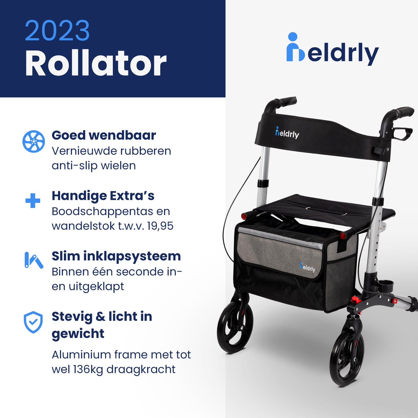 Lichtgewicht rollator + wandelstok